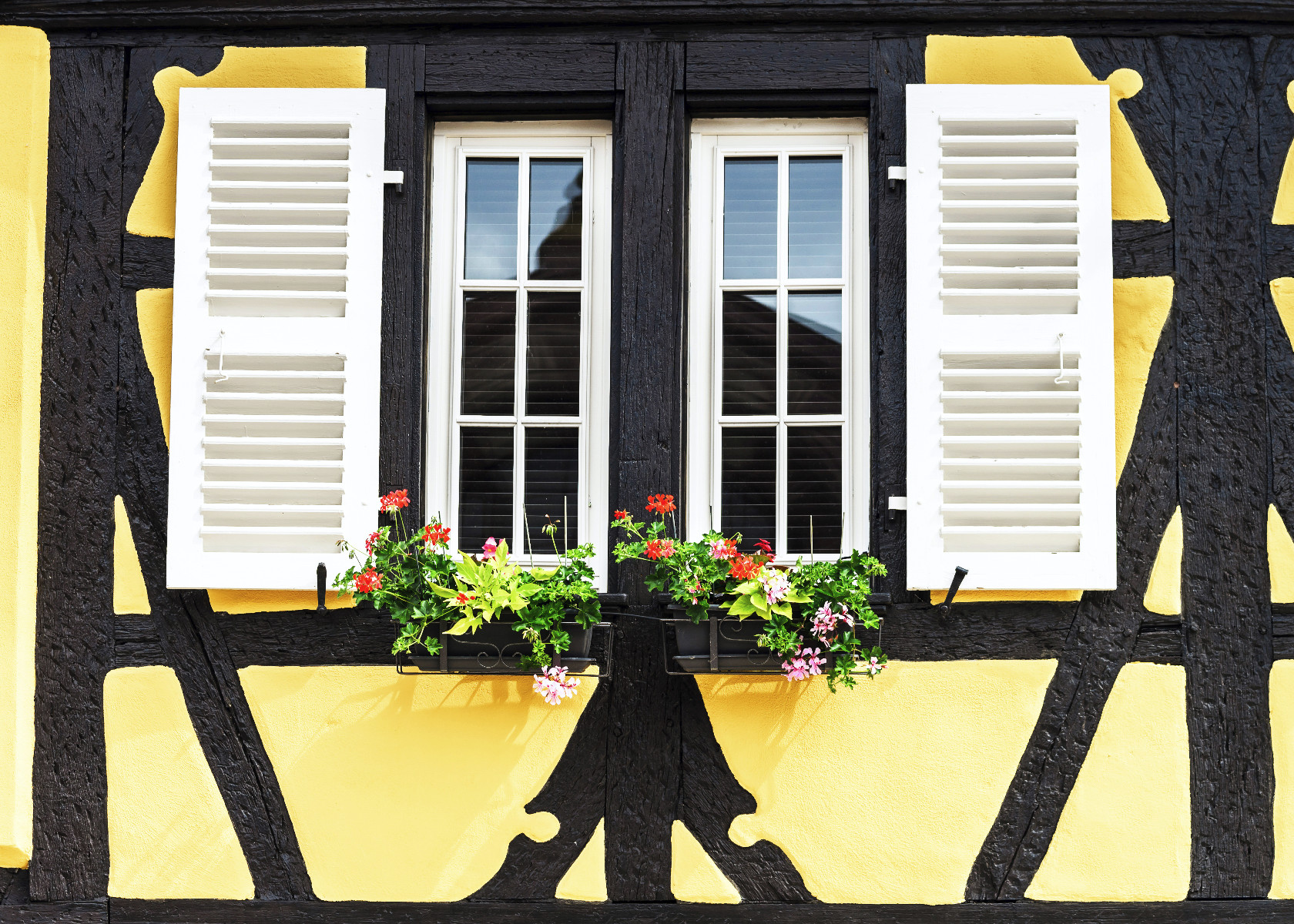 Renovated windows in village house