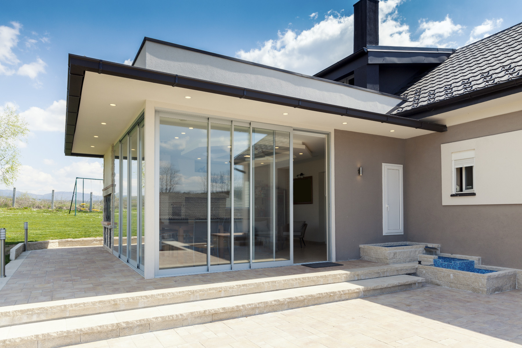 glazed terrace in the countryside